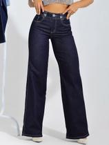 Calça Wide Leg Slim Sofisticada PitBull Jeans 90824 COR:AZUL ESCUROTAMANHO:44 Calça Wide Leg Slim Sofisticada PitBull Jeans 90824 COR:AZUL ESCUROTAMANHO:44