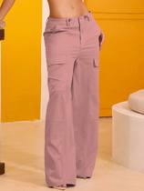 Calça WideLeg Estilosa com Bolso Cargo Empório PitBull 93302 COR:ROSA SECOTAMANHO:P