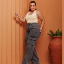 Calça wilde leg cargo plus size
