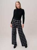Calça Xadrez Pantalona Preto