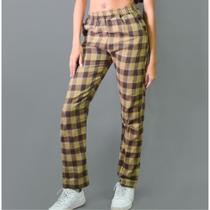Calça Xadrez sem elástico na barra modelo reto moda de rua Calça Xadrez sem elástico na barra modelo reto moda de rua