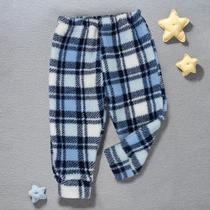 Calça Xadrez Sherpa Super Quentinha para Bebês Meninos Azul