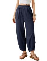 Calça Xiaoxuemeng Perna Larga Azul Marinho G Calça Xiaoxuemeng Perna Larga Azul Marinho G