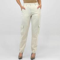 Calça Young Style Reta Cargo em Tecido Feminina