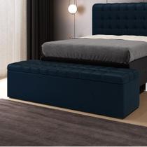 Calçadeira Alpha 160 Queen Decorativa N-025 Veludo Azul Marinho Aradecor