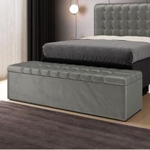 Calçadeira Alpha Estofada 140 para Cama Box de Casal N-023 Veludo Cinza Claro Aradecor