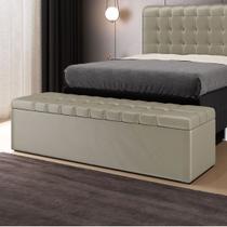 Calçadeira Alpha Estofada 140 para Cama Box de Casal N-030 Veludo Bege Aradecor