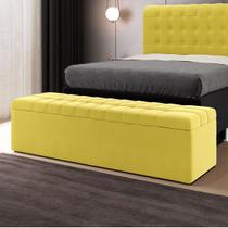 Calçadeira Alpha Estofada 195 para Cama Box King Z-004 Sued Amarelo Aradecor Calçadeira Alpha Estofada 195 para Cama Box King Z-004 Sued Amarelo Aradecor