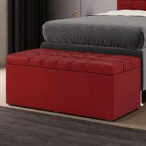 Calçadeira Alpha Estofada 90 para Cama Box de Solteiro N-033 Veludo Vermelho Aradecor