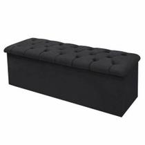 Calçadeira Bau 140 cm Casal Suede Preto - Fábrica de tudo