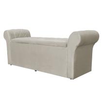 Calçadeira Báu Cancun 90cm Suede Bege - Vallisa Decor