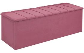 Calçadeira Baú Cancun Para Cama Box Casal 140 cm Suede Rosa Barbie - DL Decor