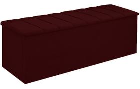 Calçadeira Baú Cancun Para Cama Box Casal 140 cm Suede Vermelho Bordo - DL Decor