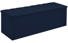 Calçadeira Baú Cancun Para Cama Box King 195 cm Suede Azul Marinho - DL Decor