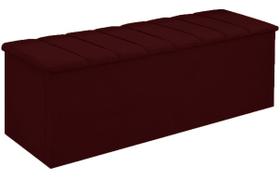 Calçadeira Baú Cancun Para Cama Box King 195 cm Suede Vermelho Bordo - LM DECOR