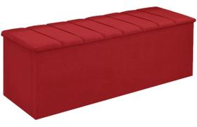 Calçadeira Baú Cancun Para Cama Box King 195 cm Suede Vermelho - LM DECOR