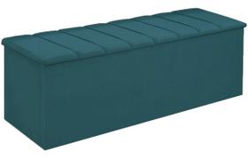 Calçadeira Baú Cancun Para Cama Box Queen 160 cm Suede Azul Turquesa - DL Decor