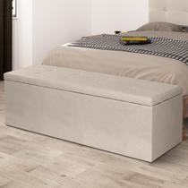 Calçadeira Baú Casal 1,40m Berlim Suede Bege SKY MOBILE