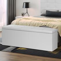 Calçadeira Baú Casal 1,40m Roma Material Sintético Branco SKY MOBILE