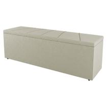 Calçadeira Baú Casal Berlyn 140cm Veludo Bege - Abmaza