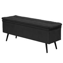 Calçadeira Baú Casal Conforto Suede Preto - Sheep Estofados