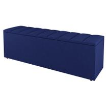 Calçadeira Baú Casal Cora 140cm Suede Azul - Desk Design Calçadeira Baú Casal Cora 140cm Suede Azul - Desk Design