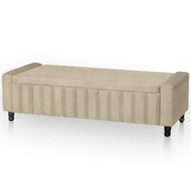 Calçadeira Baú Casal Estofada Alicia Veludo Bege