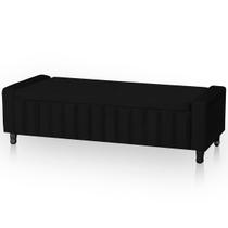 Calçadeira Baú Casal Estofada Alicia Veludo Preto