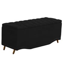 Calçadeira Baú Casal Estofada Maitê Veludo Preto