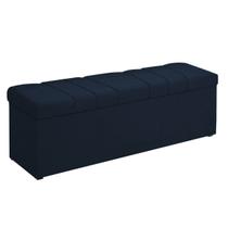 Calçadeira Baú Casal Kiara 140 CM Suede Azul Marinho - D A Decor