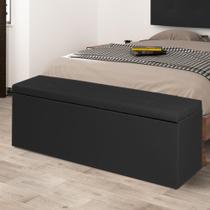 Calçadeira Baú Casal King 1,95m Berlim Material Sintético Preto Dal Poz Estofados