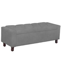 Calçadeira Baú Casal King Size Estofada Valencia Veludo Cinza