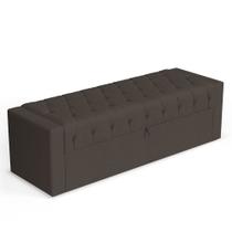 Calçadeira Báu Casal Padrão Atena 140cm Capitonê Linho Cacau - Abmaza