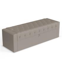 Calçadeira Báu Casal Padrão Atena 140cm Capitonê Suede Bege - Desk Design Calçadeira Báu Casal Padrão Atena 140cm Capitonê Suede Bege - Desk Design