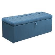 Calçadeira Baú Casal Paris 140 CM Suede Azul Turquesa- D A Decor