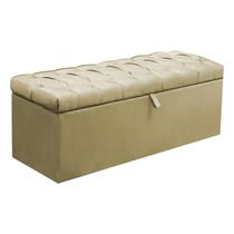 Calçadeira Baú Casal Paris 140 CM Suede Marfim - D A Decor