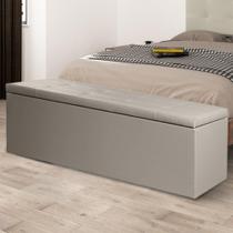 Calçadeira Baú Casal Queen 1,60m Berlim Material Sintético Bege Dal Poz Estofados