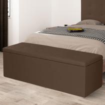 Calçadeira Baú Casal Queen 1,60m Berlim Material Sintético Marrom Dal Poz Estofados