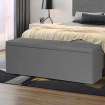 Calçadeira Baú Casal Queen 1,60m Roma Material Sintético Cinza Dal Poz Estofados