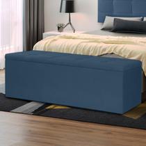 Calçadeira Baú Casal Queen 1,60m Roma Suede Azul Marinho Dal Poz Estofados
