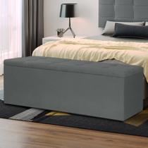 Calçadeira Baú Casal Queen 1,60m Roma Suede Cinza Dal Poz Estofados