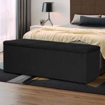 Calçadeira Baú Casal Queen 1,60m Roma Suede Preto Dal Poz Estofados
