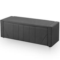 Calçadeira Baú Casal Queen Estofada Toronto Veludo Cinza Escuro