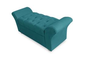 Calçadeira Baú Com Capitonê Veneza Cama Casal 140 cm Suede Azul Turquesa DL Decor