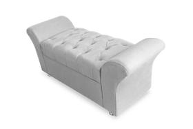 Calçadeira Baú Com Capitonê Veneza Cama Casal 140 cm Suede Branco LM DECOR