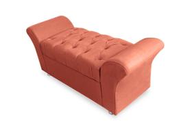 Calçadeira Baú Com Capitonê Veneza Cama Solteiro 90 cm Suede Coral DL Decor