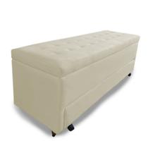 Calçadeira Baú com Sapateira Casal 140cm Paris Suede Bege - Sheep Estofados