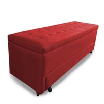 Calçadeira Baú com Sapateira Queen 160cm Paris Suede Vermelho - Sheep Estofados