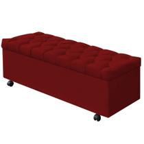 Calçadeira Baú de Casal 140 cm Potenza Veludo Vermelho