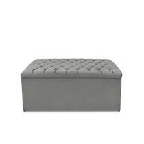 Calçadeira Baú Estofada Dunas Solteiro 90 Cm - Veludo Cinza Grafite
